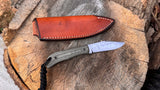 Tracy Larock Timber Jack Jr Fixed BladeOD Green Linen Micarta W2 Steel
