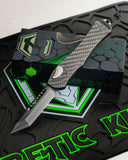Heretic Knives Hydra V4 T/E OTF Knife Carbon Fiber/Flamed Cover (3.6" DLC 20CV)