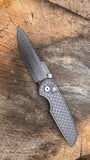 Pro-Tech TR-3 Integrity Button Lock Relic Textured 17-4 Blasted/Stonewashed Steel Handle Vegas Forge Herringbone Damascus Blade 2026INTEGRITYCUSTOM001