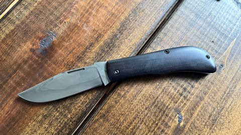 Tracy Larock Timber Jack clip with ebony scales.W2 Steel (Made in TX)