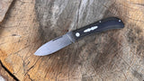 Tracy Larock Timber Jack Jr Slip Joint Blk/Tan Linen Micarta W2