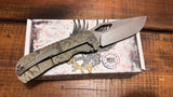 McNees Knives Little Dixon Atomic Green/Blue Rock Milled Ti w/ 3.25" Magnacut