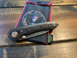 Freeman Knives Phenix Chad Nichols Damascus, Copper Carbon Fiber handles Moku Pivot Collar & Studs