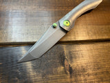 Simeon Custom Knives Unto Magnacut Smoked Blade Green Ano Hardware