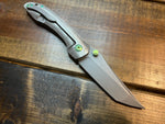 Simeon Custom Knives Unto Magnacut Smoked Blade Green Ano Hardware