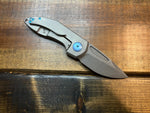 Simeon Custom Knives Hobbit XHP Acid washed blade w/ Blue Ano