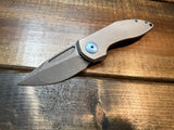 Simeon Custom Knives Hobbit XHP Acid washed blade w/ Blue Ano