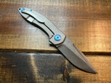 Simeon Custom Knives Yeti XHP Acid Washed w/Blue Ano hardware