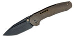 We Knife Company Brian Brown Trogon Folding Knife 3.2" CPM-20CV Black Stonewashed Spear Point Tanto Blade with Fuller, Bronze Titanium Handles - WE22002-2
