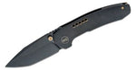 We Knife Company Brian Brown Trogon Folding Knife 3.2" CPM-20CV Black Stonewashed Spear Point Tanto Blade, Black Titanium Handles - WE22002B-2