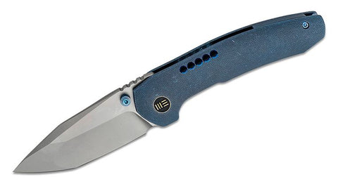 We Knife Company Brian Brown Trogon Folding Knife 3.2" CPM-20CV Bead Blast Spear Point Tanto Blade, Blue Titanium Handles - WE22002B-1