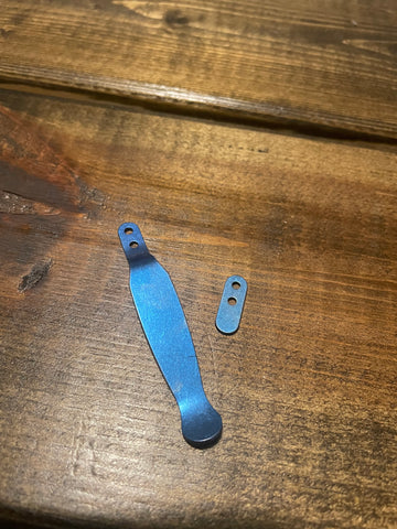 Rick Hinderer Stonewashed Blue Solid pocket clip and Filler Tab set