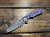 Curtiss Knives F3 Large Wharny Flipper Magnacut Frag Milled Purple w/Blasted Hardware