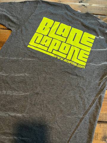 Blade Capone Logo Shirt Charcoal Gray Slim Green Logo
